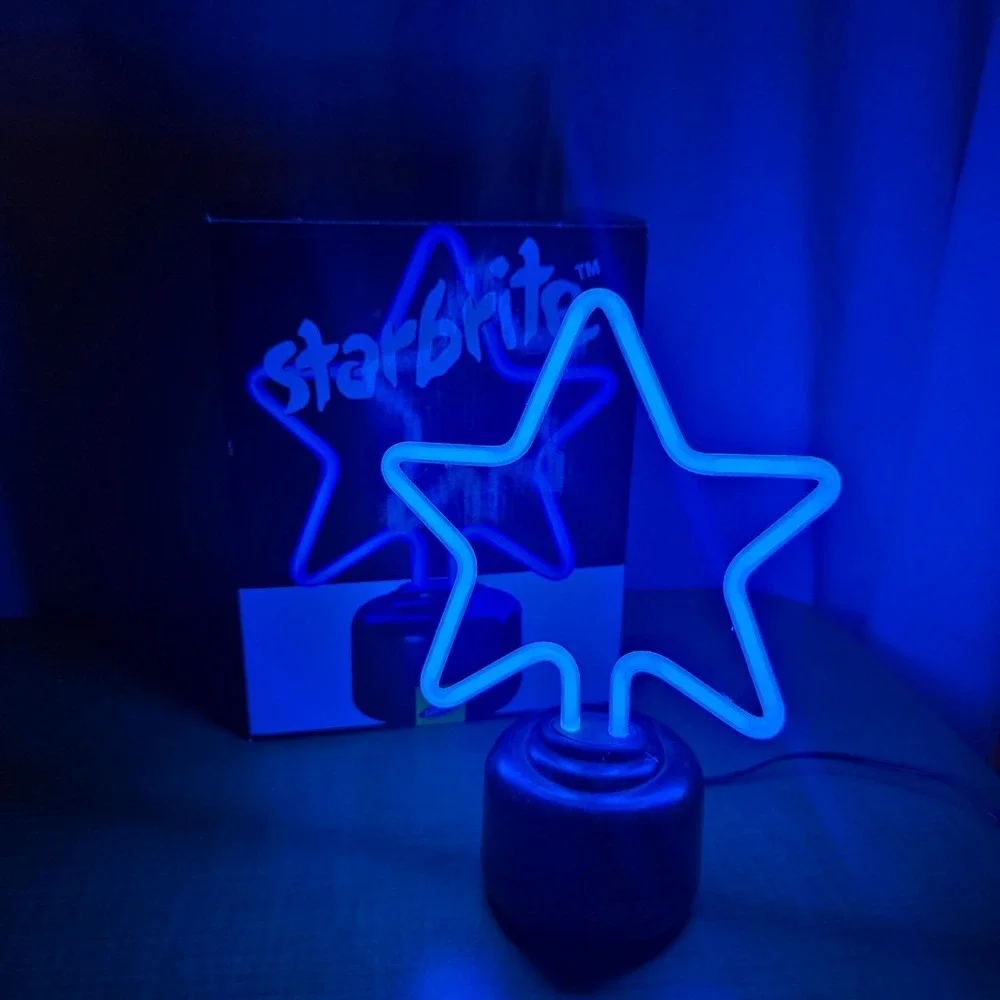 Starbrite Blue Neon Lite Model 16702 Lightweight‎ Adapter included Star Shape